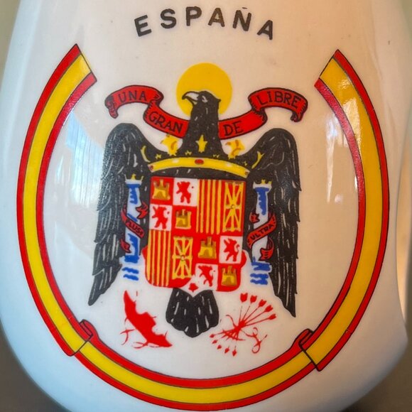 Vtg ESPAÑA Francoist Spain Coat of Arms Mug ~ Eagle of Saint John Yoke & Arrows - Picture 3 of 15